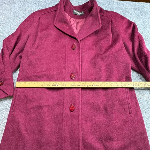 VTG Elegant Fashions Coat Womens Burgundy 15/16 Long Wool Blend Union Made USA - Picture 10 of 16